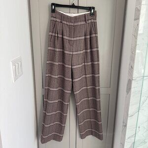 Aritzia Wilfred Plaid High Waist Wide Leg Trouser Pants - Size 2